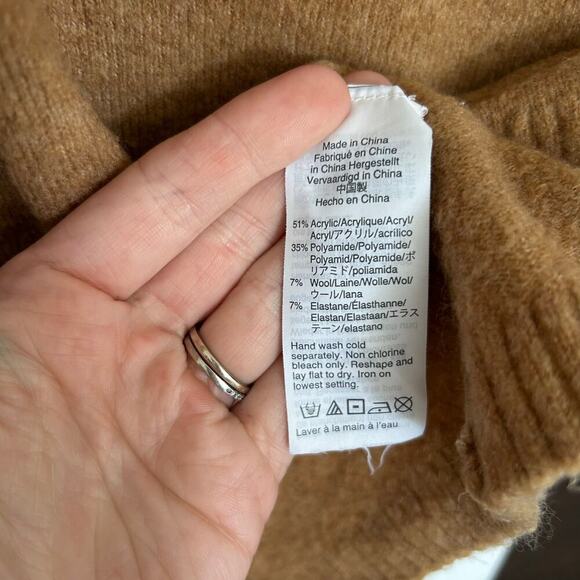 J. Crew Wool Knit Sweater Dress Long Sleeve Women’s Small Camel Midi Cozy Soft - Picture 5 of 8